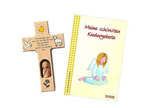 _Kinderkreuz aus Ahornholz mit Tonengel - Made in Germany 'Schutzengel Mein'