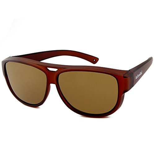 ActiveSol SOBREGAFAS DE SOL de diseño| Gafas de aviador | Sobregafas de sol con protección UV400 | polarizadas | 24 gramos (Marrón)