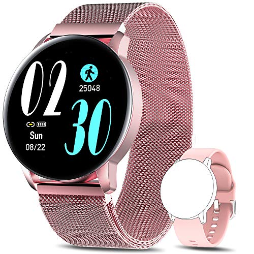 AIMIUVEI Smartwatch Mujer, Reloj Inteligente IP67 con Pulsómetro Presión Arterial 6 Modos de Deportes Monitor de Sueño, 1.3 Inch Reloj Deportivo Mujer para iOS y Android