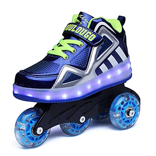 Aizeroth-UK Luces LED Zapatos de Skate con Ruedas Removable Brillante Calzado de Skateboarding Deportes de Exterior Roller Patín Fancy Straight Zapatillas Gimnasia Sneakers para Niñas Niño