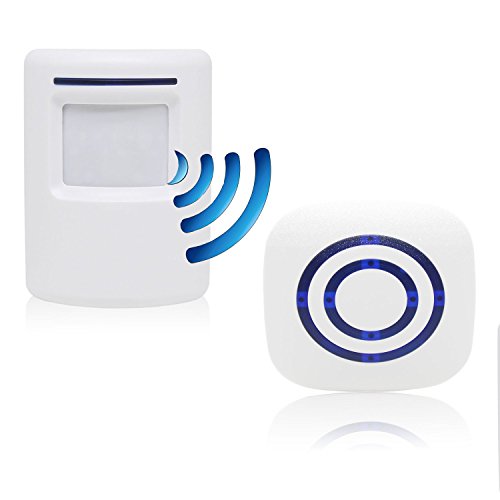 Alarma de Seguridad, Domowin Timbre de Alarma Detector de Presencia Portátil Impermeable Avisador de Puerta 1 Sensor & 1 Receptor 38 melodías