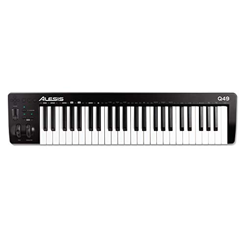 Alesis Q49 MKII - Teclado controlador MIDI USB con 49 teclas de acción sintetizador sensibles a la velocidad y software de producción musical incluido Alesis Q49 MKII - Teclado controlador MIDI USB con 49 teclas de acción sintetizador sensibles a la velocidad y software de producción musical incluido