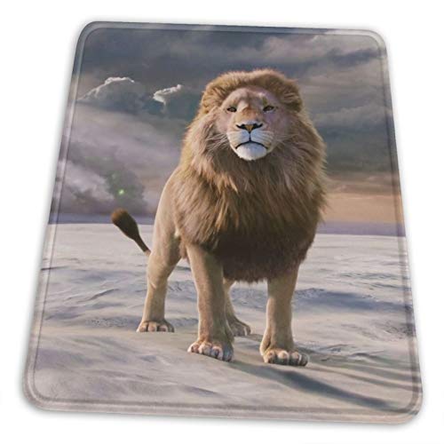 Alfombrilla de ratón para juegos con base de goma antideslizante, diseño de león de las crónicas de Narnia, el león, la bruja y el armario, para Macbook, PC, ordenador portátil, escritorio (negro)