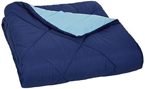 Amazon Basics - Edredón de microfibra reversible, azul marino/azul, 220 x 240 cm Amazon Basics - Edredón de microfibra reversible, azul marino/azul, 220 x 240 cm