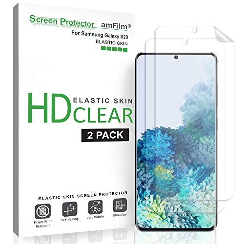 amFilm Protector Pantalla Galaxy S20 (2 Piezas), Anti-Burbujas (Compatible con Escáner Táctil) HD Claro Flexible Elástico TPU (Fácil Instalación) Protector de Pantalla para Samsung Galaxy S20