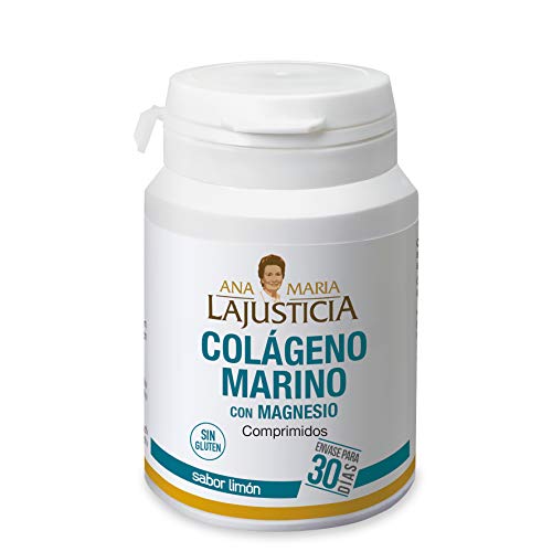 Ana Maria Lajusticia - Colágeno marino con magnesio – 180 comp (sabor limón). Articulaciones fuertes y piel tersa. Regenerador de tejidos con colágeno hidrolizado tipo 1 y 2. Envase para 30 días.
