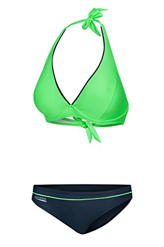 Aqua Speed Palm Beach Bikini (38 C,D // 40 C,D // 42 D,E Dos Piezas Brillantes Colores + UP -Llavero), Color:Verde - Gris, Tamaño:40D