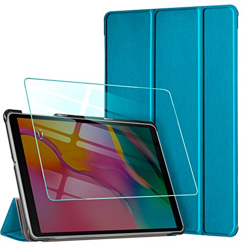 AROYI Funda Protector Pantalla Kompatibel para Samsung Galaxy Tab A T510/T515 10.1 2019 Carcasa Silicona TPU Smart Cover Case con Soporte Función para Samsung Galaxy Tab A T510/T515 (Pavo Real Azul)