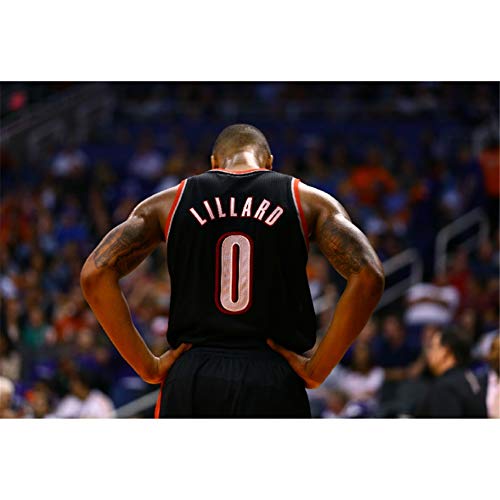 arteWOODS Damian Lillard Baloncesto póster Tela de Seda impresión de Tela Etiqueta de la Pared decoración de la Pared impresión Personalizada Pintura de la pared50x75cm sin Marco