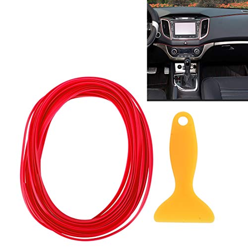 Autoadhesivos 5m Flexible trim for bricolaje del automóvil Interior del coche La moldura decorativa línea de tira de película con rascador (naranja). (Color : Red)