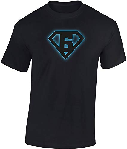 Baddery Camiseta de Cumpleaños para Niños: Super Kid - 6 Años - Año 2015 - Seis Sexto - T-Shirt Cumpleaño Regalo Birthday Niño Niña Superhéroe Super Héroe Superhero Super Hero (134/146)