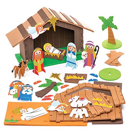 Baker Ross Kits de Espuma Natividad Estable, Suministros Creativos de Arte y Manualidades Navideños para que los Niños Hagan y Decoren, Paquete de 2
