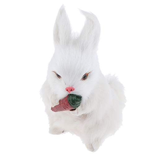 Baoblaze Conejos Blancos de Felpa Simulados Realistas Lindos de Piel Realista con Zanahoria