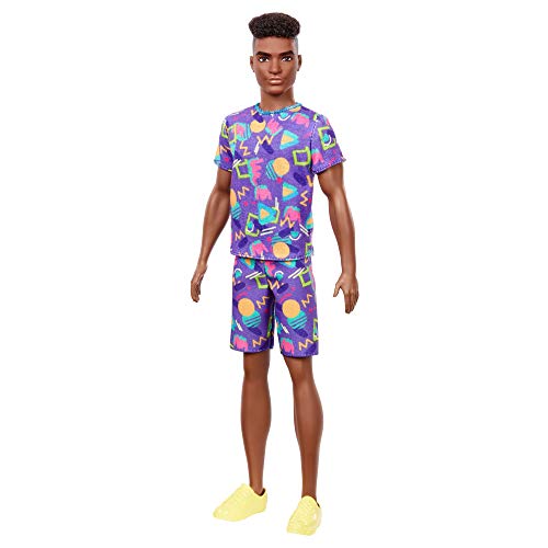 Barbie Ken Fashionista Muñeco afroamericano con pelo afro corto y traje con estampados geométricos a la moda (Mattel GRB87) Barbie Ken Fashionista Muñeco afroamericano con pelo afro corto y traje con estampados geométricos a la moda (Mattel GRB87)