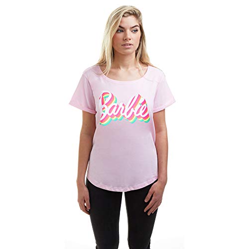 Barbie Retro Colours Camiseta, Rosa Claro, 38 para Mujer
