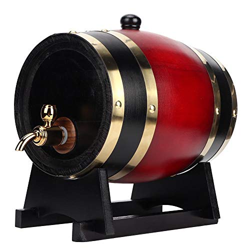 Barril de envejecimiento de roble, 3L Vintage Oak Barrel Wood Dispensador de cubo de barril de vino de madera utilizado para almacenar vinos, vinos tintos, brandy, whisky, tequila(Vino Tinto 3L)