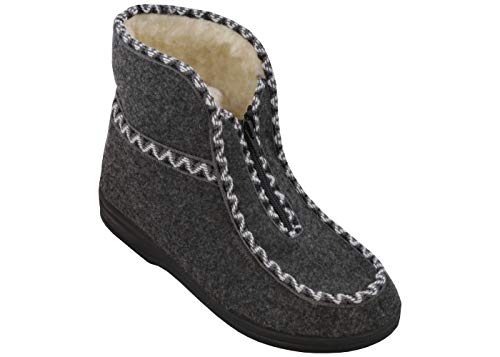 Bawal Zapatillas de Fieltro para Mujer Calentado con Lana Invierno Zapatos Calientes 36-41 EU (41 EU, Gris)