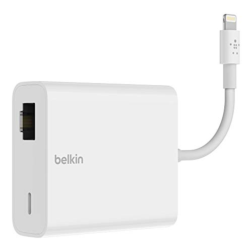 Belkin B2B165bt - Adaptador de Ethernet y Carga con Conector Lightning (Certificación MFi para Sistemas iPad POS)