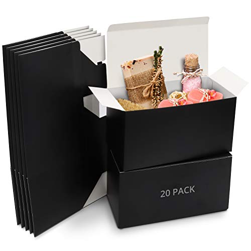Belle Vous Cajas de Cartón Kraft Negras (Pack de 20) – Medidas de las Cajas 23 x 11,5 x 11,5 cm - Caja Kraft Fácil Ensamblado Cuadrada Presentación - Cajitas para Regalos, Fiestas, Cumpleaños, Bodas