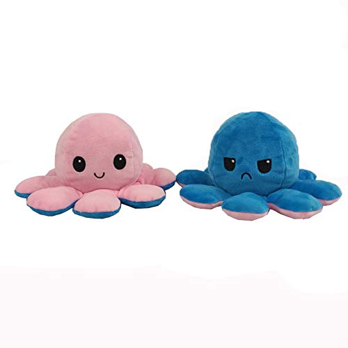 Benger Pulpo Reversible de Peluche, Juguetes de Pulpo de Doble Cara, muñeco de Peluche de Pulpo Reversible, Juguete Creativo y Original (RosaAzul)