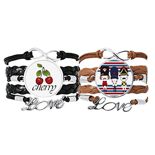 Bestchong Colorido soldado británico bandera bandera pulsera correa de mano cuerda de cuero cereza amor pulsera doble juego Bestchong Colorido soldado británico bandera bandera pulsera correa de mano cuerda de cuero cereza amor pulsera doble juego