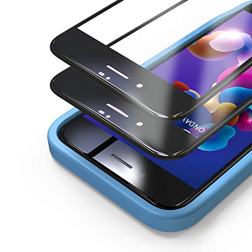 Bewahly Cristal Templado para iPhone 7 Plus / 8 Plus [2 Piezas], 3D Completa Cobertura Protector Pantalla con Marco de Instalación Fácil, 9H Dureza Vidrio Templado para iPhone 7 Plus / 8 Plus (Negro)