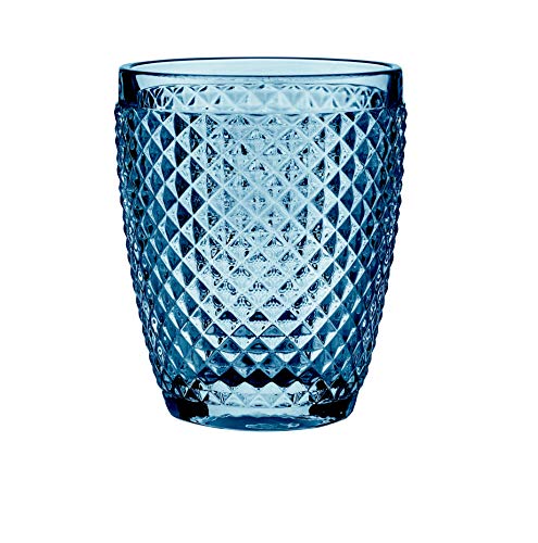B'GHEST Set 6 uds. Diamante Vaso bajo Agua/Vino Fabricado en Vidrio. Capacidad 25 cl. Color:Azul Marino.