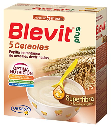 Blevit Plus Superfibra 5 Cereales, 1 unidad 600 gr. Cereales para bebé. A partir de los 5 meses.