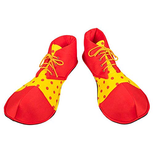 Boland 55519 - Zapatos de payaso de tela, 1 par, talla única para adultos, color amarillo y rojo, cubrezapatos, accesorios para carnaval, fiesta temática