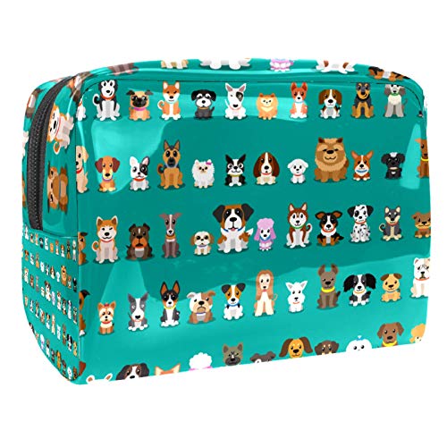 Bolsas Mujer Viaje Cosmeticos Neceseres Toiletry Bag Colección de Perros de Dibujos Animados Portátil y Impermeable Material de PVC 7.3x3x5.1 Inch