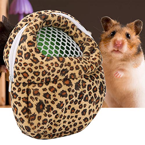 Bolso Tipo Mochila Ideal para Transporte de Animales Pequeño Hamster Erizo Diseño de Leopardo Estampado Animal Mochila de Viaje con Correa 21 x 25 cm ( Color: Rosa, Talla: L)