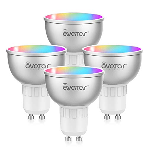 Bombilla LED Inteligente Wifi GU10,Lámpara Inteligente RGBW 5W=50W Equivalente 500Lm,Smart Light Bulb Multicolor Regulable No Requiere Hub Funciona con Alexa y Google Home, 4 Pcs Bombilla LED Inteligente Wifi GU10,Lámpara Inteligente RGBW 5W=50W Equivalente 500Lm,Smart Light Bulb Multicolor Regulable No Requiere Hub Funciona con Alexa y Google Home, 4 Pcs