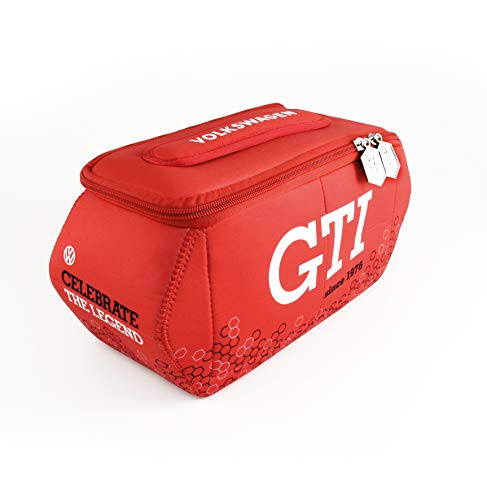 BRISA VW Collection - Volkswagen Golf GTI CocheBolsa Universal de Neopreno, Neceser, Bolso de Maquillaje-Cosméticos-Aseo, Estuche de lápices, Caja de Almuerzo, Equipaje (Hexágono/Rojo)