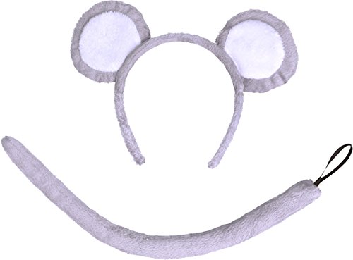 Bristol Novelty DS157 Orejas y cola juego de disfraz de ratón, unisex, niño, gris, talla única