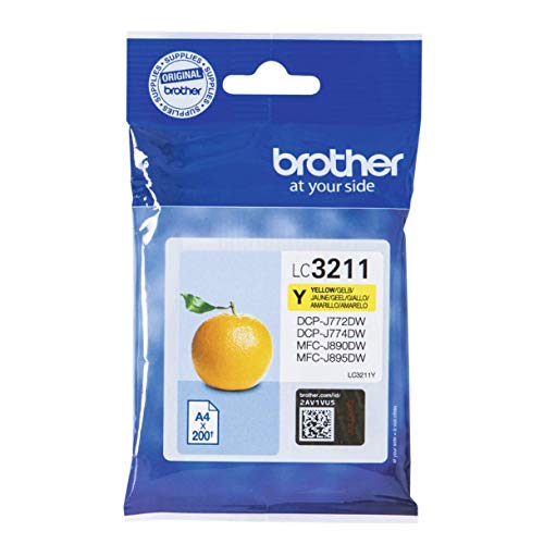 Brother LC3211Y Cartucho de tinta amarillo original para las impresoras DCPJ572DW, MFCJ491DW, MFCJ497DW,MFCJ890DW y MFCJ895DW duración estimada hasta 200 páginas (según ISO/IE 24711)