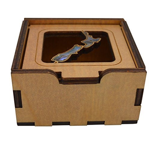 Caja joyero con diseño de Nueva Zelanda maorí, hecho a mano en Nueva Zelanda y utilizando Rimu Paua incrustaciones