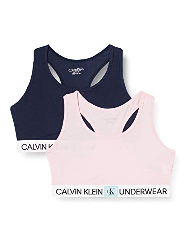 Calvin Klein 2pk Bralette Ropa interior,Rosa ( 1unique/1blackiris ) , 12/14 Unisex Niños