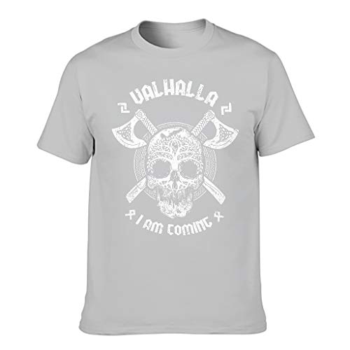 Camiseta deportiva para hombre con diseño de árbol de la vida vikingo y cráneo, ejes y nudos celtas Gris plateado. M Camiseta deportiva para hombre con diseño de árbol de la vida vikingo y cráneo, ejes y nudos celtas Gris plateado. M