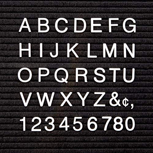 Caracteres de cuarteto para tableros de Fieltro Helvética, Blanco, 300 Letras, números y símbolos, Color Blanco 1 Inch