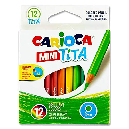 Carioca Mini Tita - Caja de 12 mini lápices hexagonales, multicolor