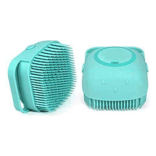Cepillo de baño para los Animales domésticos, con la Cabeza de Cepillo de PVC y la muñeca Ajustable Brush, Adecuado para Diferentes Razas,Azul
