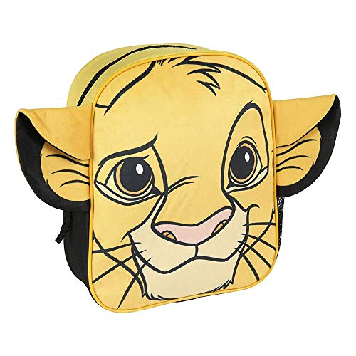 Cerdá, Mochila Infantil Rey Leon de Simba con Aplicaciones de Color Amarillo-Licencia Oficial Disney Studios Unisex niños, Multicolor, 230X280X90MM