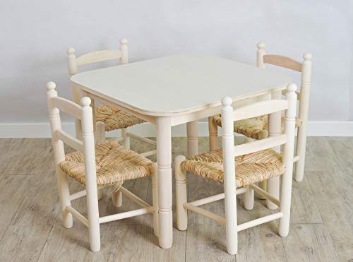 Cesteria Aparici Pack Ahorro: Mesa y Cuatro sillas Infantiles. Tamaño de la Mesa: Tablero de 60x60cm. Altura 46,5 cm/Tamaño de la Silla: Asiento 30X30-Alto Asiento 24cm-Alto Respaldo 50cm Cesteria Aparici Pack Ahorro: Mesa y Cuatro sillas Infantiles. Tamaño de la Mesa: Tablero de 60x60cm. Altura 46,5 cm/Tamaño de la Silla: Asiento 30X30-Alto Asiento 24cm-Alto Respaldo 50cm