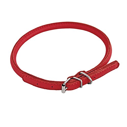 Chapuis Sellerie SLA690 Collar ajustable redondo Glamour para perro y gato - Cuero rojo - Diámetro 8 mm - Largo 20-25 cm - Talla XS Chapuis Sellerie SLA690 Collar ajustable redondo Glamour para perro y gato - Cuero rojo - Diámetro 8 mm - Largo 20-25 cm - Talla XS