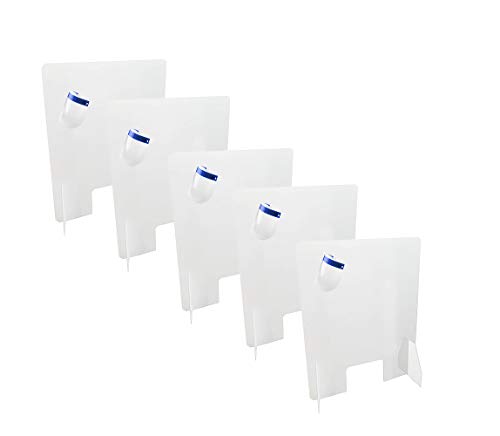 Cinco Mamparas Protectoras para Mostrador | Mesas, Barras, Escritorios, tamaño 60 cm de ancho x 80 cm de alto, 3 mm de grosor, ventana de 15 x 26 cm | Metacrilato | Color transparente | Montaje fácil Cinco Mamparas Protectoras para Mostrador | Mesas, Barras, Escritorios, tamaño 60 cm de ancho x 80 cm de alto, 3 mm de grosor, ventana de 15 x 26 cm | Metacrilato | Color transparente | Montaje fácil