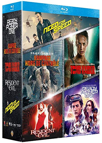 Coffret Films issus de Jeux Vidéo : Rampage - Hors de contrôle + Tomb Raider + Ready Player One + Resident Evil + Need for Speed [Francia] [Blu-ray]