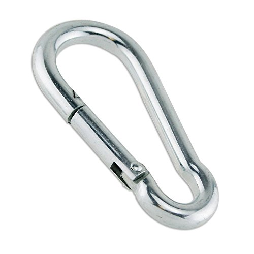 Constrabo | 10x mosquetones de 40x4mm, calidad de norma DIN 5299 C | Gancho de resorte de acero galvanizado con una capacidad de carga de 90kg | Cierre con resorte con gancho | Mosquetón de bomberos Constrabo | 10x mosquetones de 40x4mm, calidad de norma DIN 5299 C | Gancho de resorte de acero galvanizado con una capacidad de carga de 90kg | Cierre con resorte con gancho | Mosquetón de bomberos