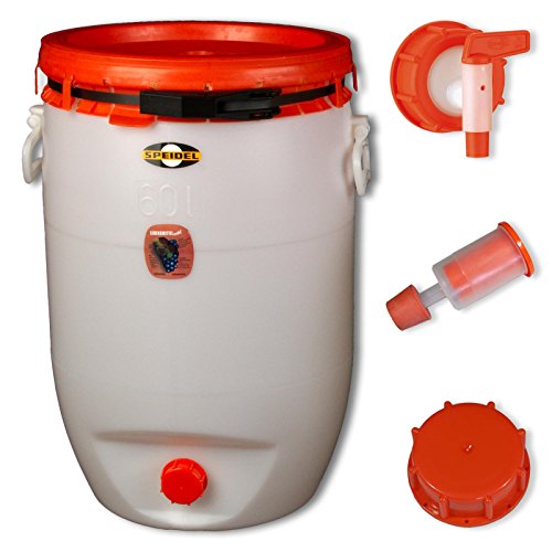 Contenedor de bebidas SPEIDEL - Cubeta fermentador redondo 60 L + 1 airlock + 1 grifo plástico Ø 10 mm + 1 tapa (90037)