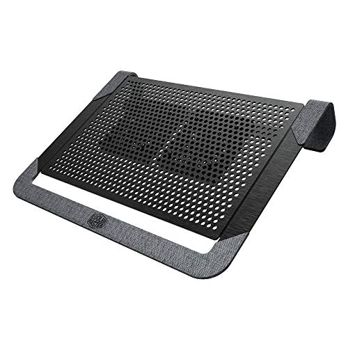 Cooler Master Notepal U2 Plus V2, Enfriador de portátil de hasta 17", 2 Ventiladores de enfriamiento móviles de 80 mm, Aluminio Negro