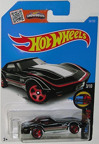 CORVETTE STINGRAY Hot Wheels 2016 HW Mild To Wild Series Black Sting Ray Vette 1:64 Scale Collectible Die Cast Metal Toy Car Model #3/10 on International Long Card by California